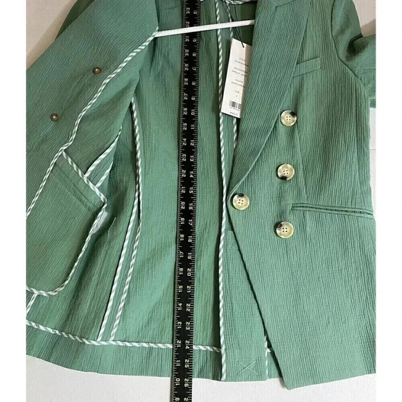 Veronica Beard Emsley Double Breasted Blazer Jacket Linen Blend Green Si… - Picture 12 of 13